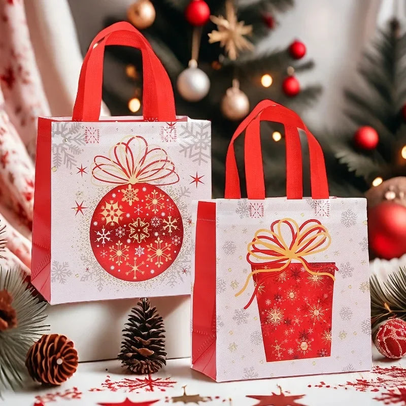 Red Christmas Gift Bags – Trees & Snowflakes Set of 4 Christmas Gift Bags Richie's