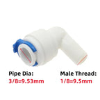 5Pcs RO Water Quick Elbow Fittings – 1/4" & 3/8" Tube Connectors Pipe Elbow Fittings Richie's PL 9.53mm-1I8 Elbow Pipe to Male