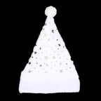 White Plush Santa Hat Gold Silver Sequin Snowflake Christmas Cap Christmas Santa Hat Richie's Silver Star One Size