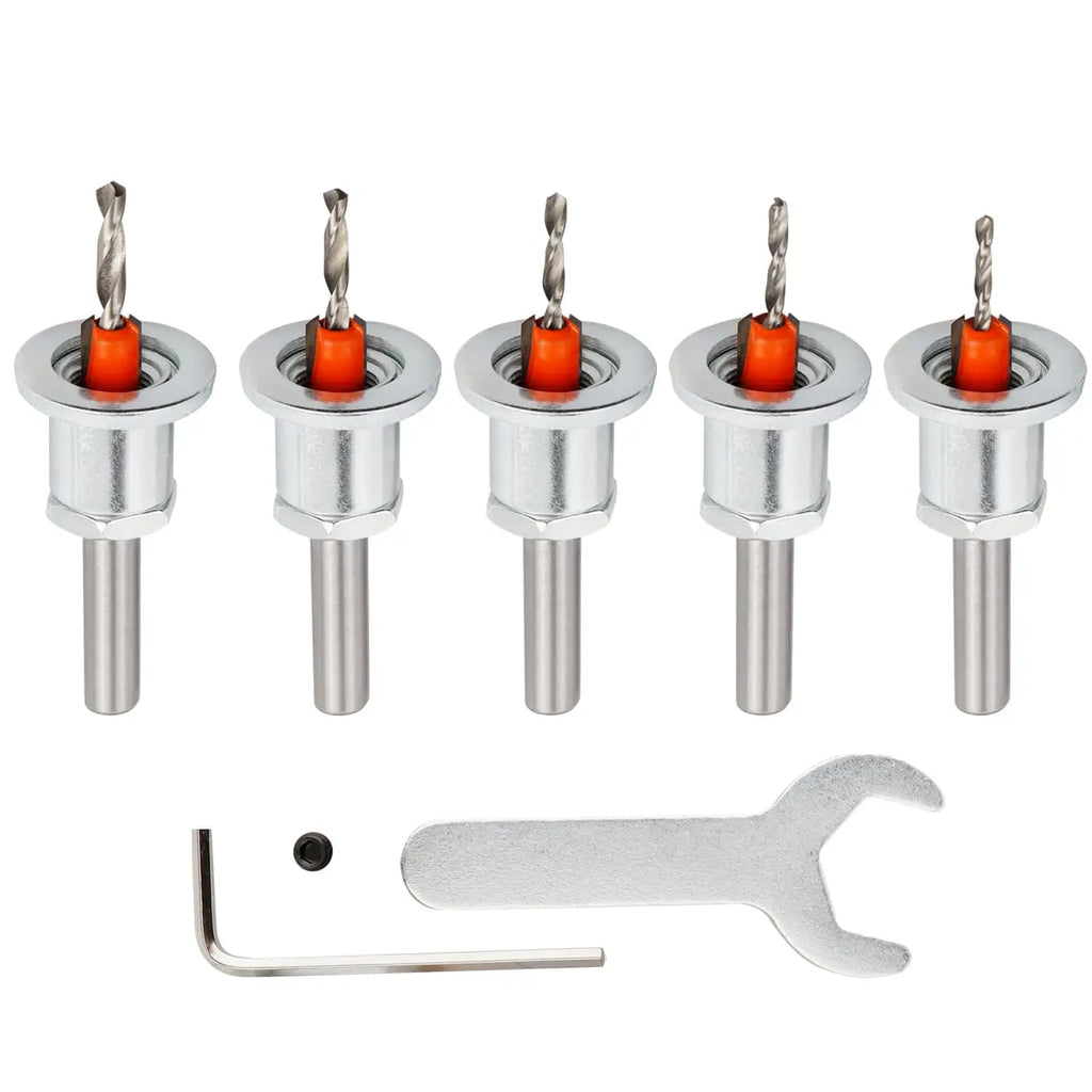 5-Piece Countersink Drill Bit Set with Depth Stop | 8mm Shank Countersink Drill Bit Set Richie's 5pcs