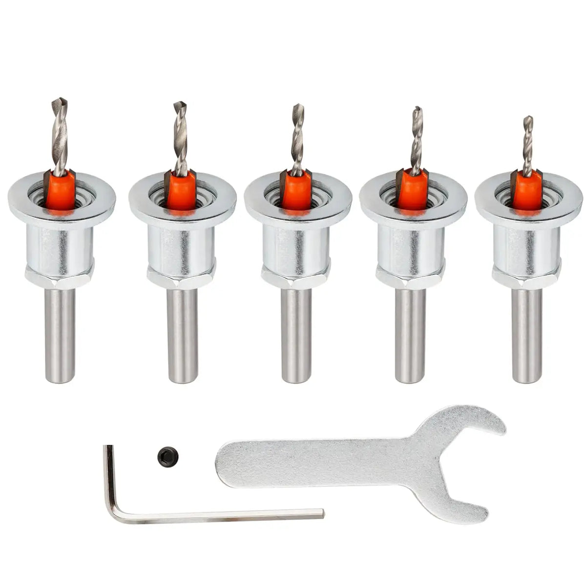 5-Piece Countersink Drill Bit Set with Depth Stop | 8mm Shank Countersink Drill Bit Set Richie's 5pcs
