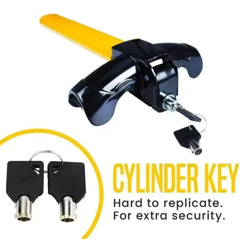 Universal T-Type Car Steering Wheel Lock with 2 Keys – Yellow Steering Wheel Lock Richie's