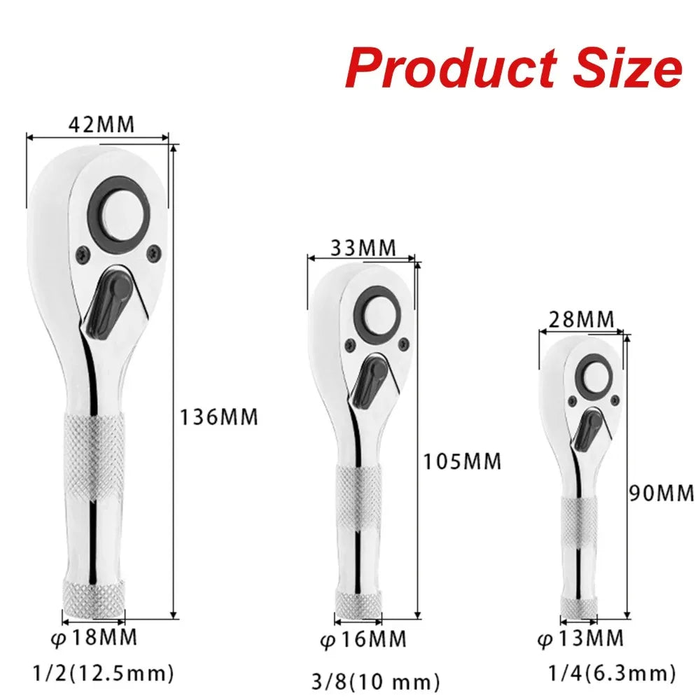 TOTNEND 72-Tooth Stubby Ratchet Set 1/4 3/8 1/2" Drive Ratchet Wrench Set Richie's