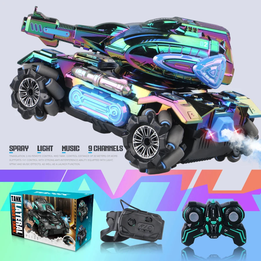 2.4G 4WD RC Sci-Fi Stunt Tank – LED, Spray & Sound Toy RC Stunt Tank Richie's MK743-LAN