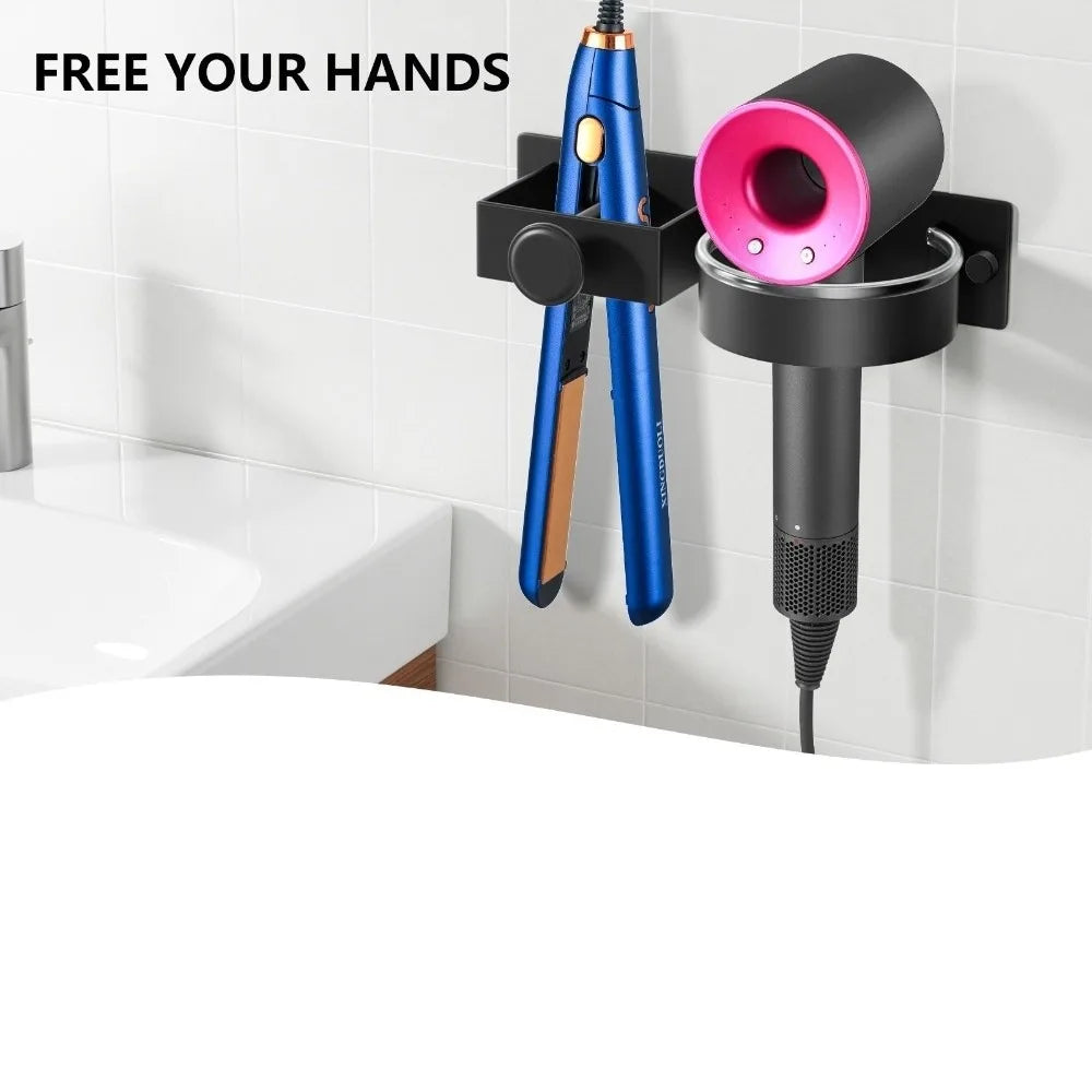 Wall Mounted Hair Dryer Holder – Matte Black Metal Organizer Hair Tool Organizer Richie's