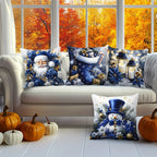 4 Christmas Throw Pillow Covers Dark Blue Santa Snowman Print Throw Pillow Covers Richie's