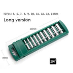 Hex Socket Wrench Set 1/4 3/8 1/2" Ratchet Deep Nut Driver Kit Socket Wrench Set Richie's long 10pcs 6.35mm