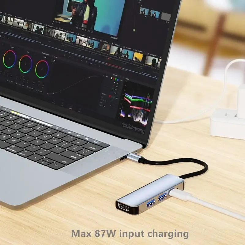 5-in-1 USB-C Hub | 4K HDMI, USB 3.0 & 87W PD Charging USB-C Docking Hub Richie's