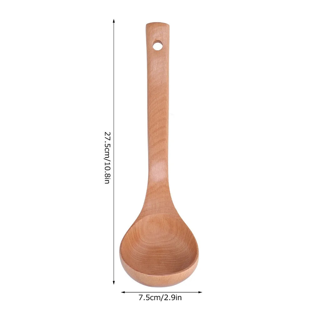 Solid Wood Long Handle Kitchen Spoon – Smooth Stirring Ladle Kitchen Spoon Richie's