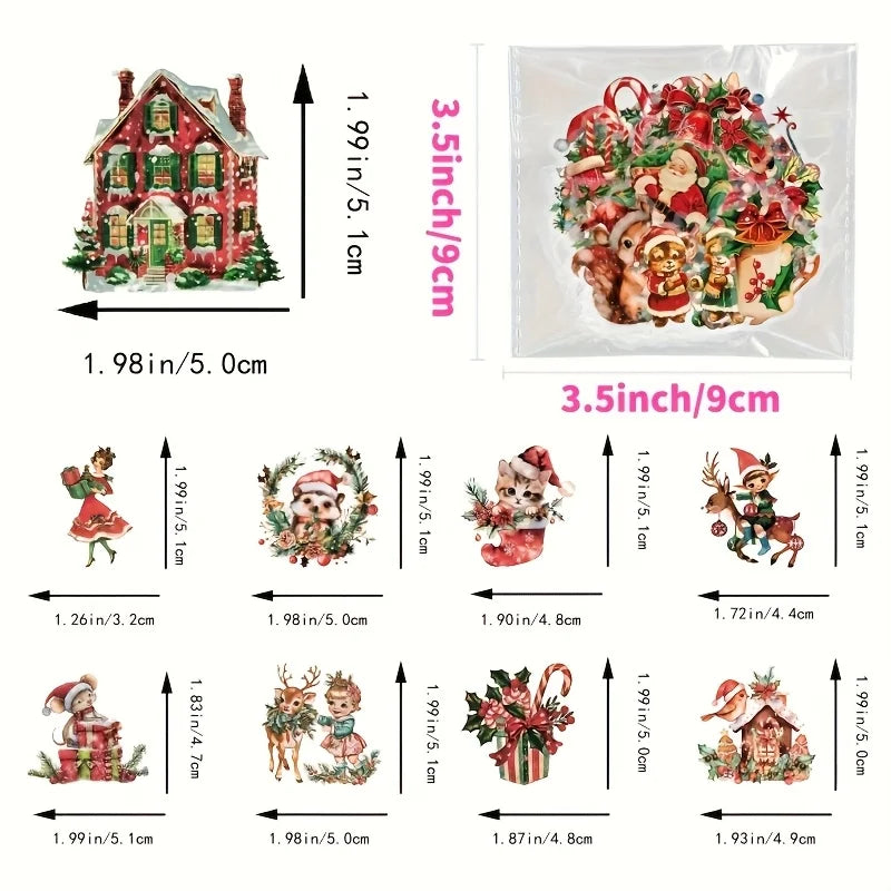 Vintage Christmas Stickers – Reusable, No Residue, Transparent Holiday Craft Stickers Richie's