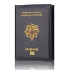 France Passport Cover PU Leather Travel Wallet Card Holder Passport Travel Wallet Richie's black