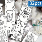 32pcs Christmas Cartoon Bookmarks Minimalist Line Art DIY Set Christmas Bookmarks Richie's