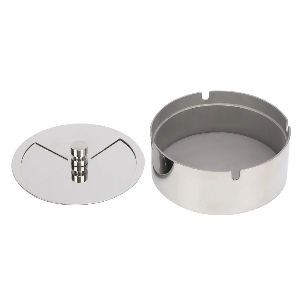 2-Pack Stainless Steel Windproof Ashtray with Lid & Cover Tabletop Ashtray Set Richie's