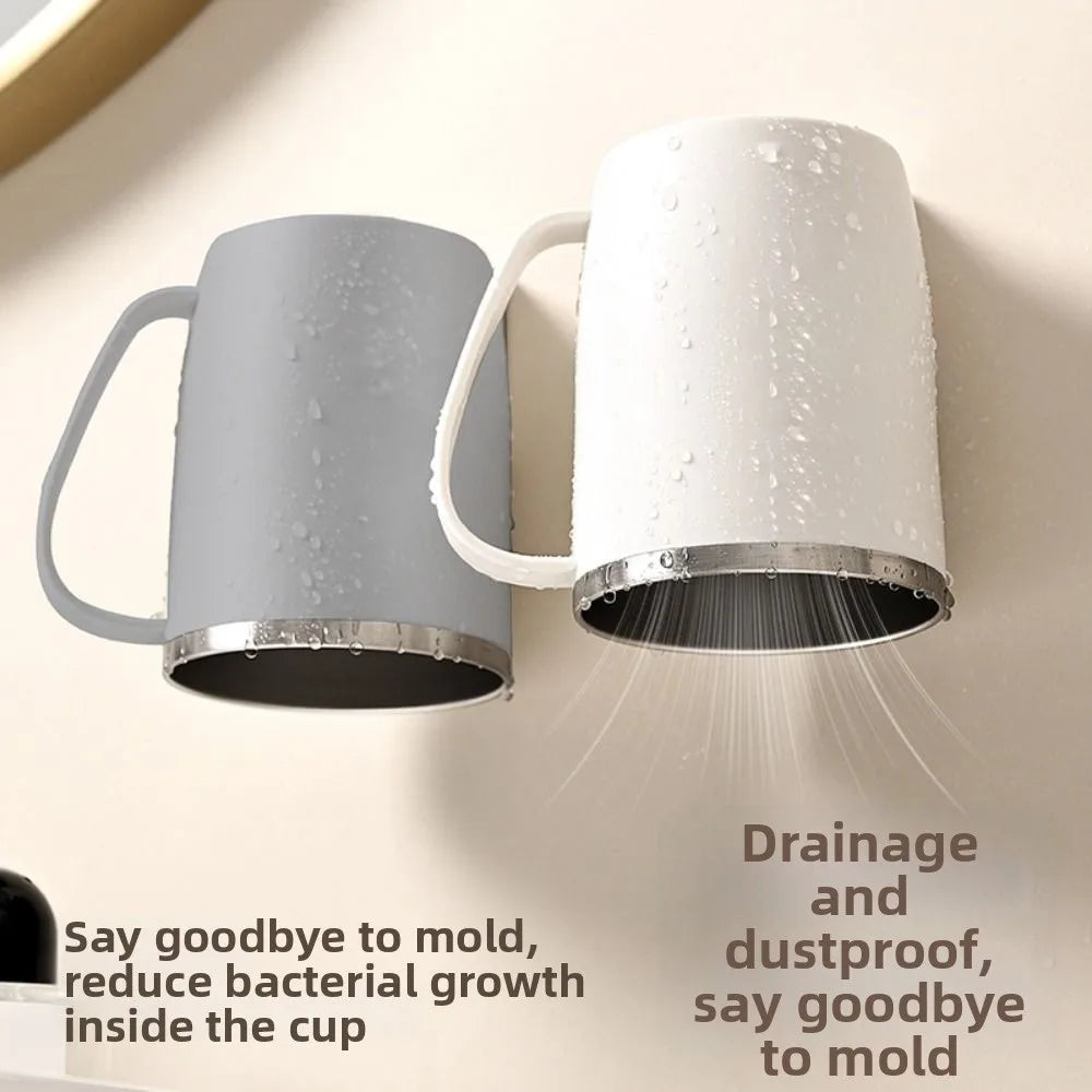 304 Stainless Steel Magnetic Mouthwash Cup – No-Drill 400ml Bathroom Cup Holder Richie's