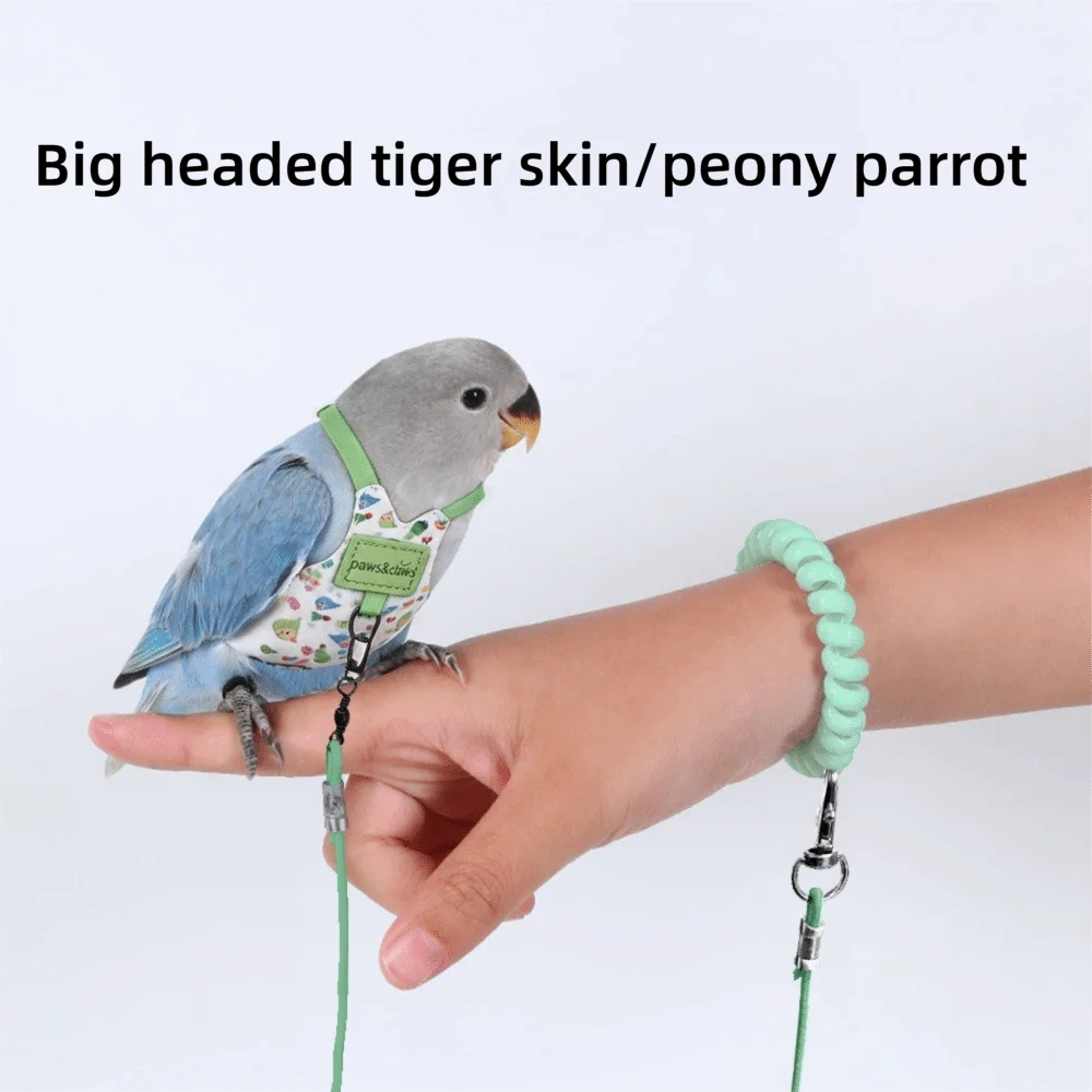 Adjustable Breathable Parrot Flight Harness & Walking Leash Bird Flight Harness Richie's Green-Style2