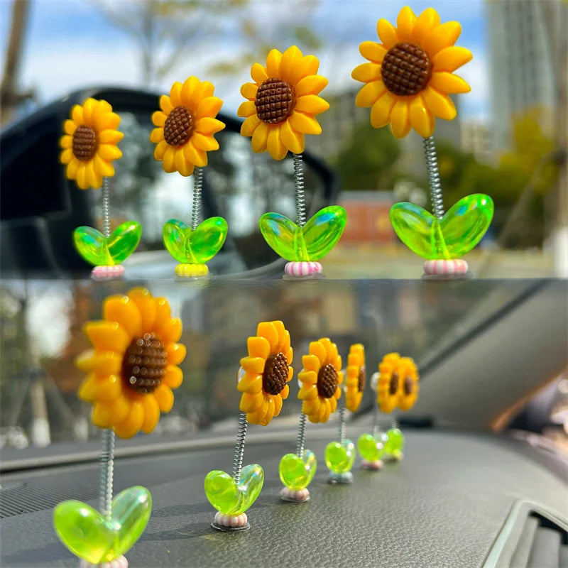 Sunflower Bobblehead Car Ornament – Spring Swing Decor 3/5pcs Car Interior Ornament Richie's