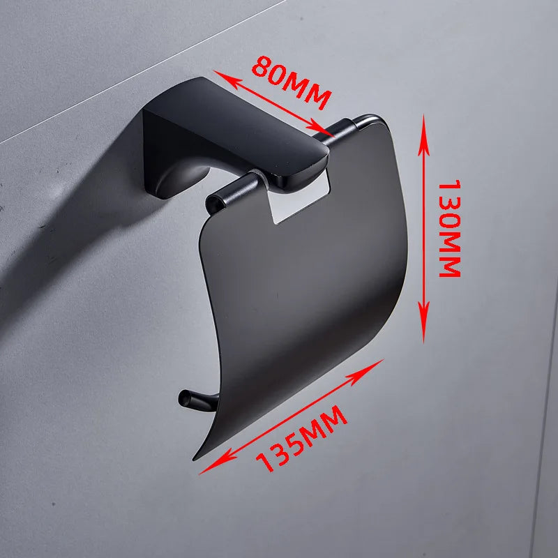 HOBHE Matte Black Stainless Steel Toilet Paper Holder Stand Toilet Paper Holder Richie's