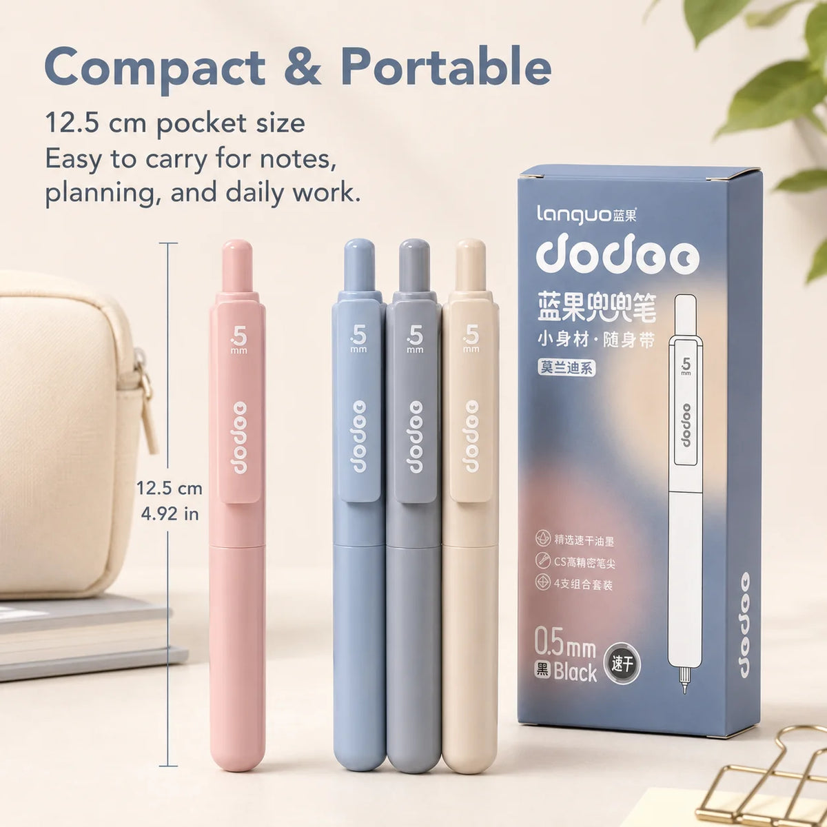 Morandi Mini Ballpoint Pens 0.5mm Fine Tip 4-Pack Ballpoint Pen Set Richie's