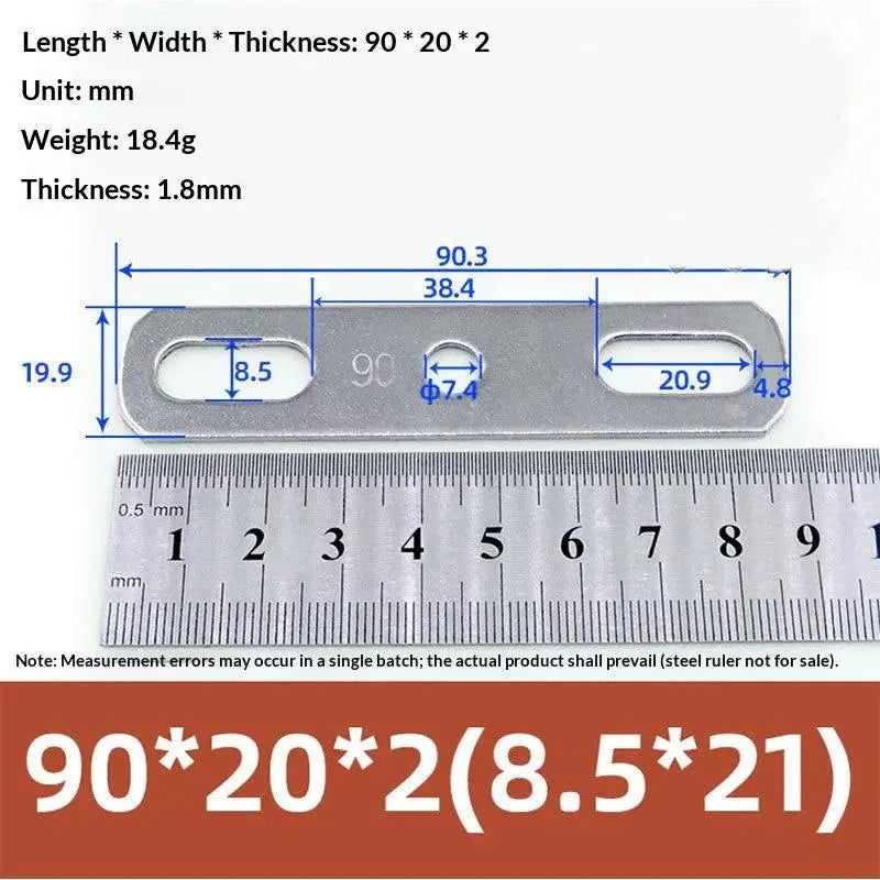 304 Stainless Steel Double Hole Flat Gasket Straight Plate Metal Flat Gasket Richie's 90x20x2cm B
