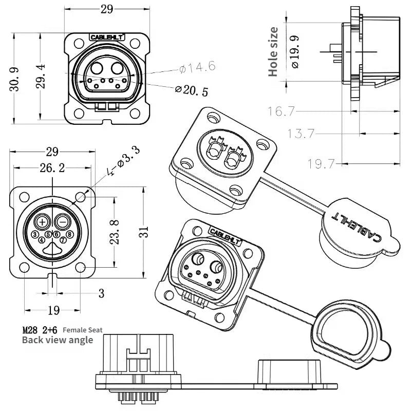 Iron Tower M28 Male Elbow EV Charging Waterproof Connector EV Charging Connector Richie's