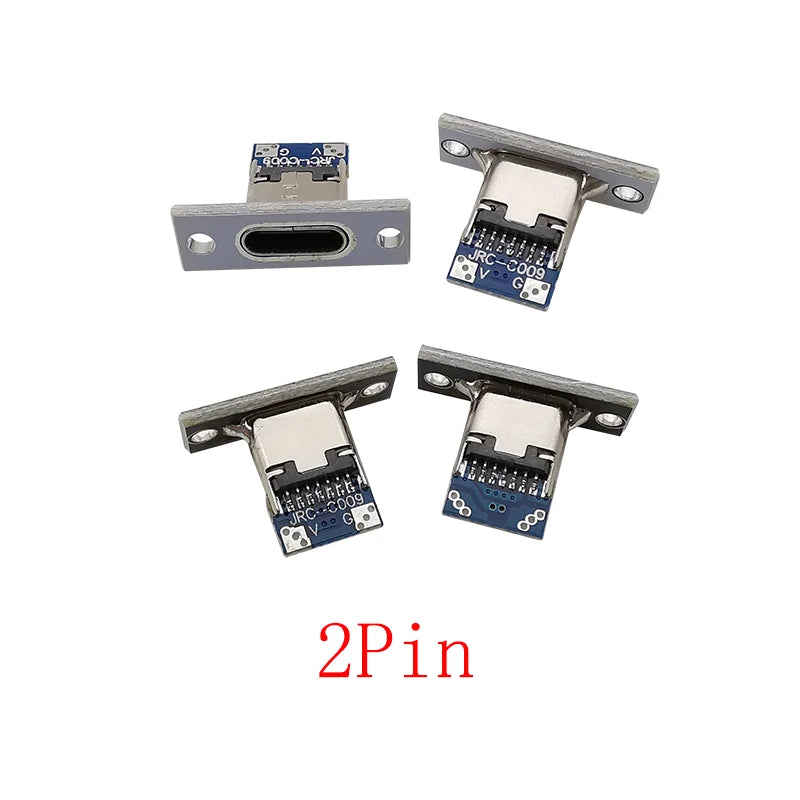 USB-C Female Soldering Connector 2/4/6 Pin with Fixing Plate USB-C Connector Richie's