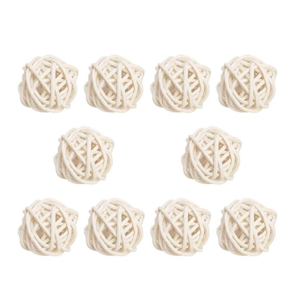 10PCS Rattan Ball Star Heart Moon Fish Xmas Tree Ornaments Christmas Ornaments Richie's 4cm ball-white