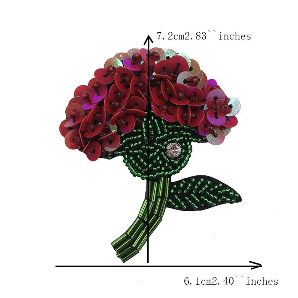 Beaded Sequined Floral Applique Patch – DIY Sewing Embroidery Embroidery Applique Patch Richie's Red