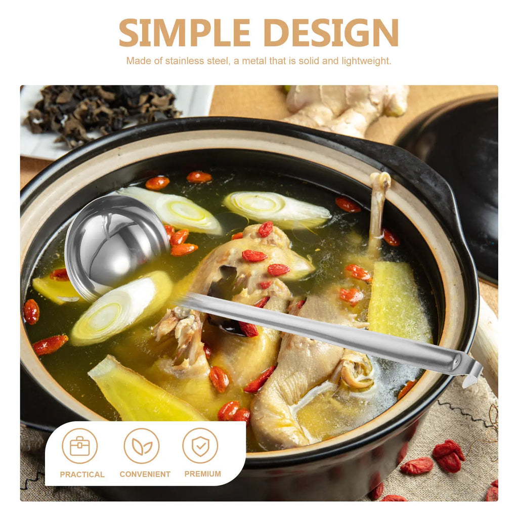 Stainless Steel Soup Ladle with Long Handle & Hanging Hook Soup Ladle Richie's