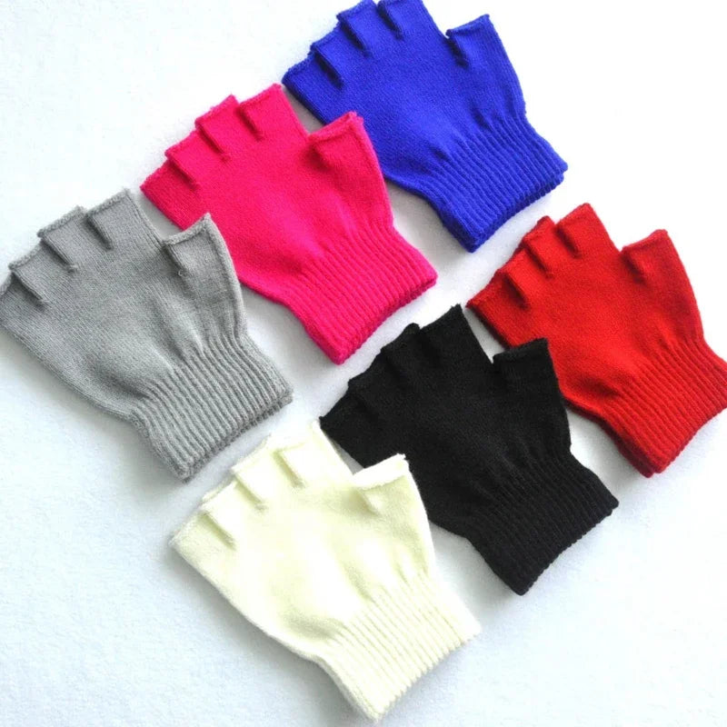 Kids Fingerless Knit Gloves – Stretchy Half-Finger Winter Mittens Kids Winter Gloves Richie's