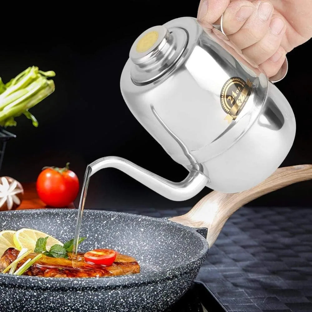 Stainless Steel Olive Oil Dispenser Bottle 24oz – Silver Oil Pot Oil Dispenser Bottle Richie's