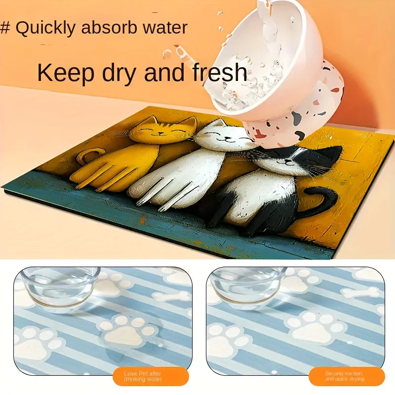 Non-Slip Cat Pattern Pet Feeding Mat – Waterproof & Easy Clean Pet Feeding Mat Richie's