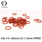 50PCS Red VMQ Silicone O-Rings CS1.5mm OD13.5–20mm Gasket Seals Silicone O-Ring Gaskets Richie's