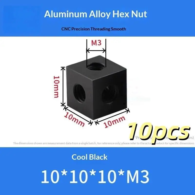 10pcs M3 Aluminum Alloy Square Cube Nut Connector Block DIY Hardware Fastener Nuts Richie's A8