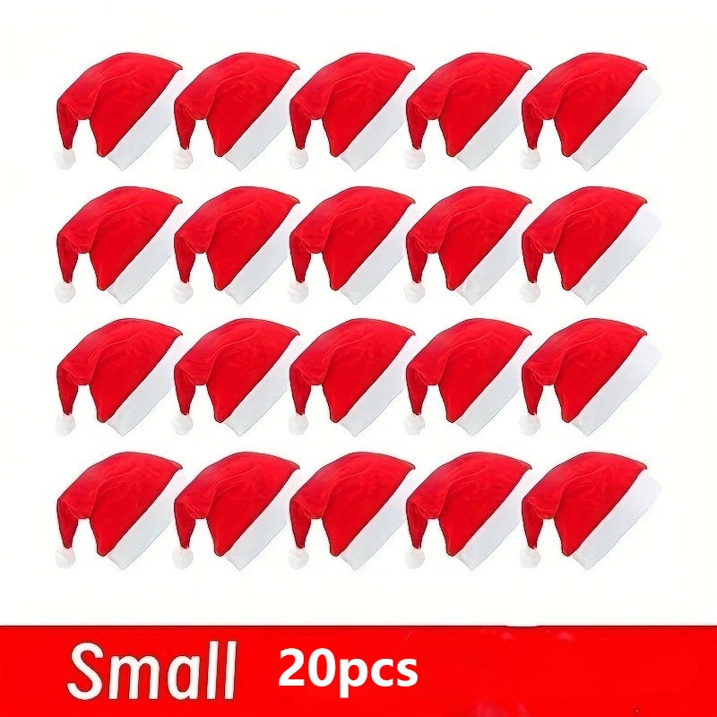 Red Santa Hats 10/20 Pack – Adult Christmas Party Set Christmas Santa Hat Set Richie's as shown Small 20pcs