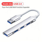 FUCHU 4-in-1 USB 2.0 Hub – USB-C & USB-A, 4 Ports USB Hub Richie's Silver USB A