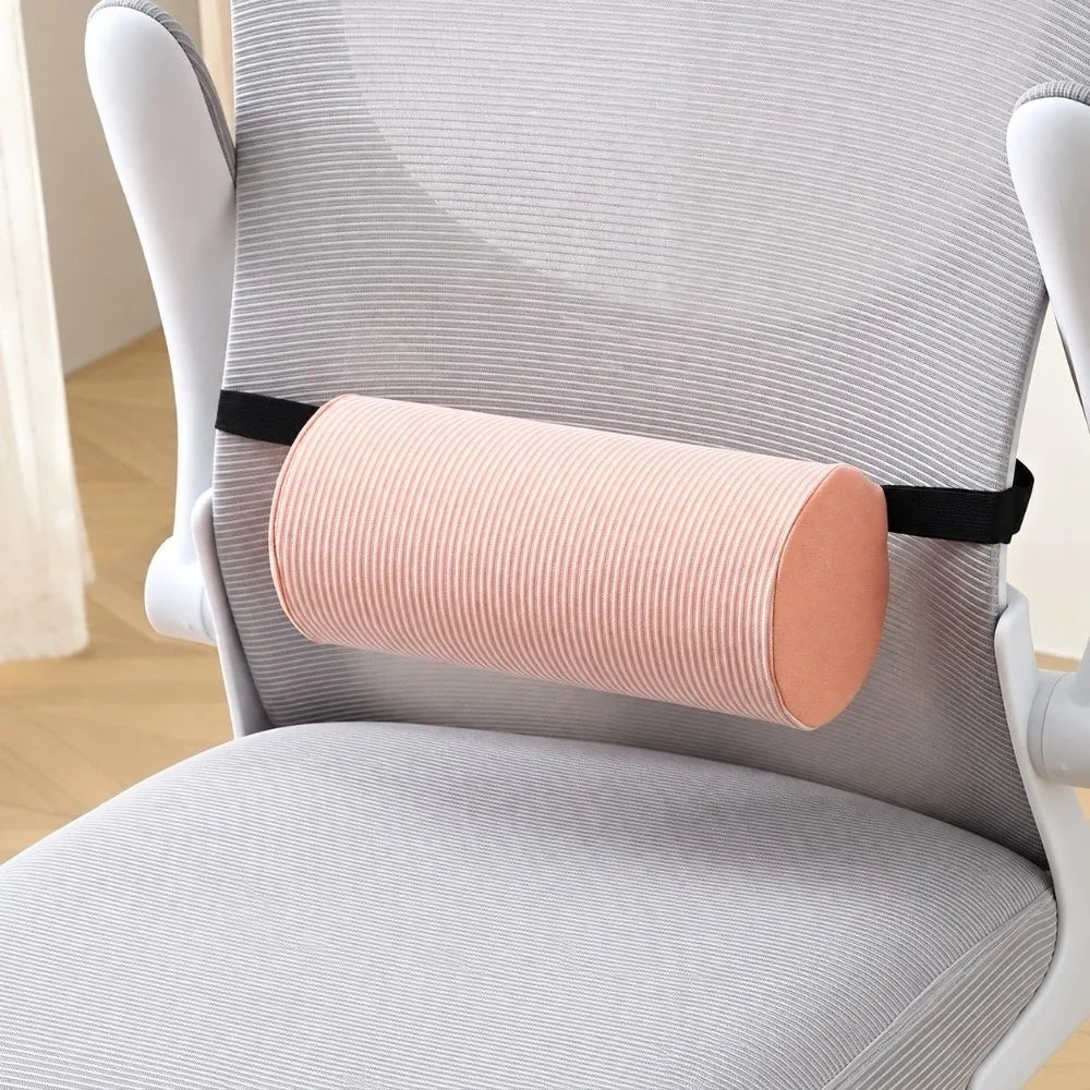 Memory Foam Lumbar Roll Pillow – Adjustable Strap Cylinder Lumbar Support Pillow Richie's Pink