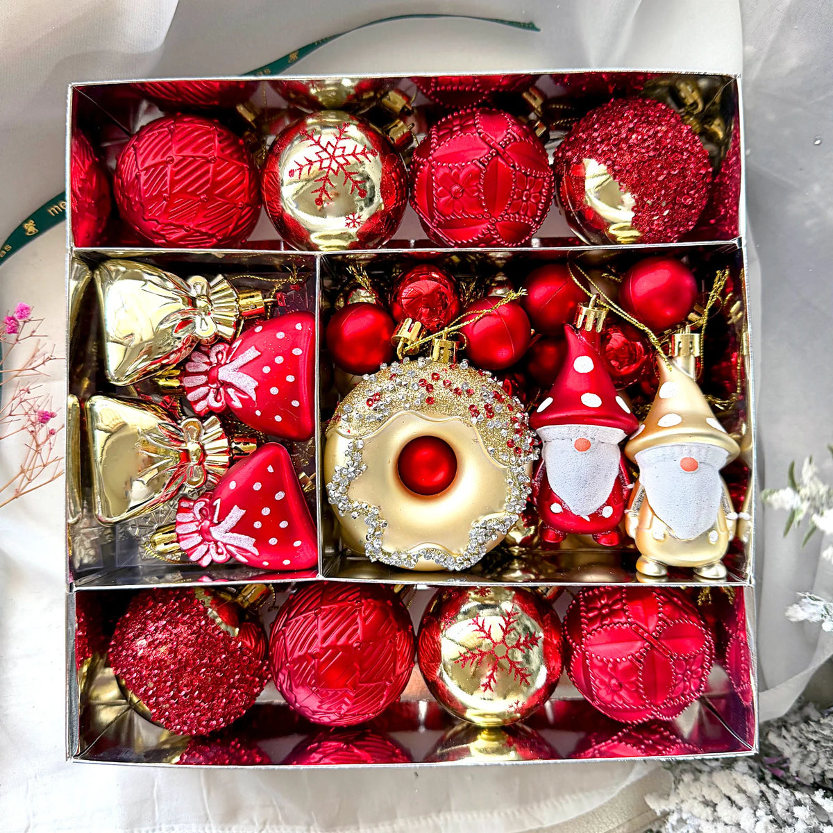 60-Piece Red & Gold Christmas Ornament Set | Tree Decorations Christmas Ornament Set Richie's Red Other