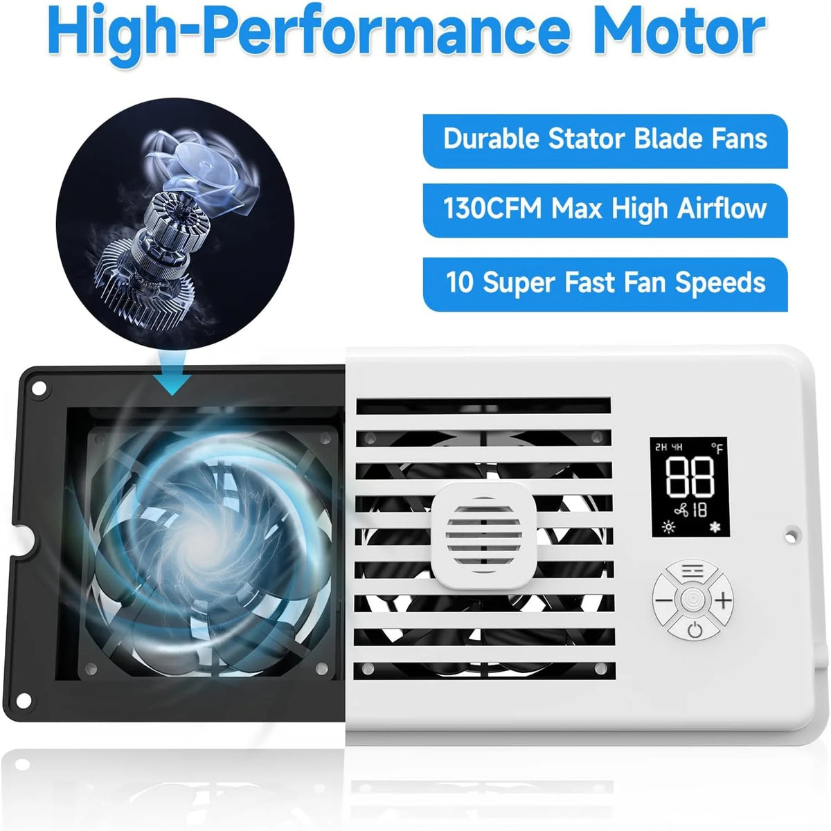 4x10" Smart Register Booster Fan with Remote & Thermostat Control HVAC Vent Booster Fan Richie's