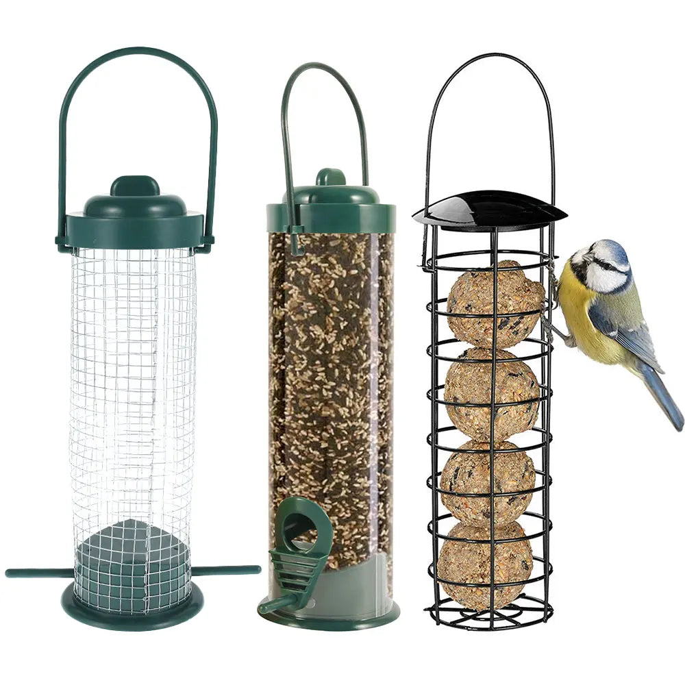 3-Pack Hanging Wild Bird Feeders – Transparent Seed Dispenser Wild Bird Feeder Richie's 3pcs