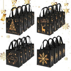 Black Gold Christmas Tote Bags Set of 4 | Xmas Gift Bags Christmas Gift Bags Richie's
