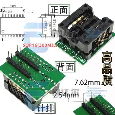 SOP/TSSOP to DIP Programmer Adapter Socket Set 8–28 Pin IC Programmer Adapter Richie's SOP16(300MIL)