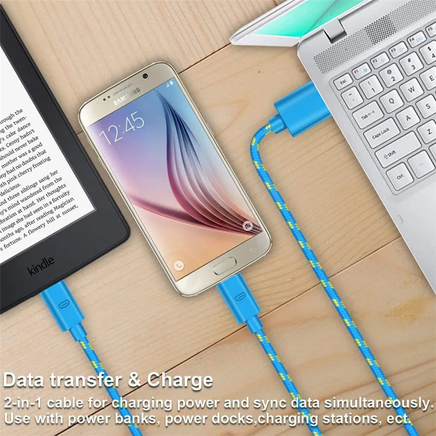 FUCHU 2m Nylon Braided Micro USB Fast Charging Cable – Multi-Color Micro USB Cable Richie's