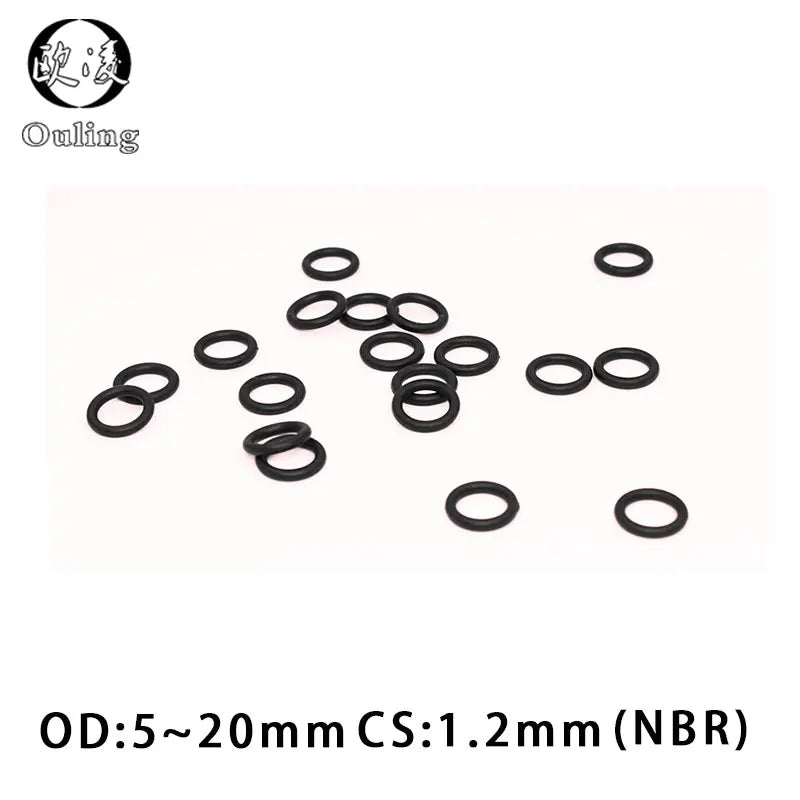 30PCS Black NBR O-Ring Seals CS1.2mm OD5-20mm Nitrile Rubber Rubber O-Ring Seals Richie's