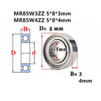 20PCS MR85W4ZZ 675W4ZZ Miniature Ball Bearings 5x8x3mm 5x8x4mm Miniature Ball Bearings Richie's MR85W3ZZ 5x8x3mm