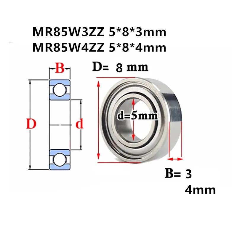 20PCS MR85W4ZZ 675W4ZZ Miniature Ball Bearings 5x8x3mm 5x8x4mm Miniature Ball Bearings Richie's MR85W3ZZ 5x8x3mm