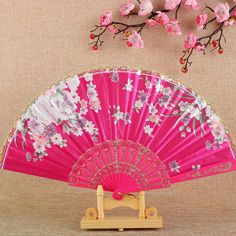 Vintage Silk Folding Hand Fan – Décor, Dance & Gift Decorative Folding Fan Richie's