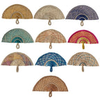 Handmade Natural Seaweed Straw Fan – Boho Semicircular Woven Fan Woven Decorative Fan Richie's