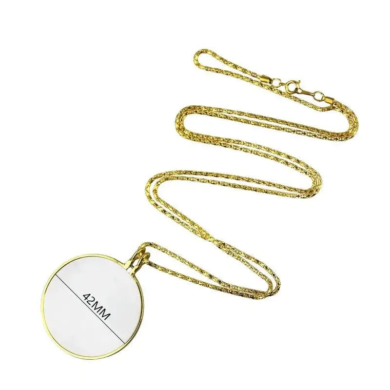5X Magnifying Glass Necklace Pendant – Portable Monocle Pendant Magnifier Necklace Richie's Gold