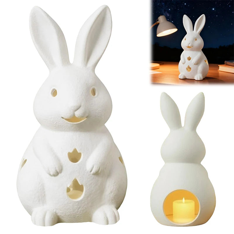 White Bunny Resin Candle Holder – Easter Rabbit Tea Light Decor Candle Holder Richie's