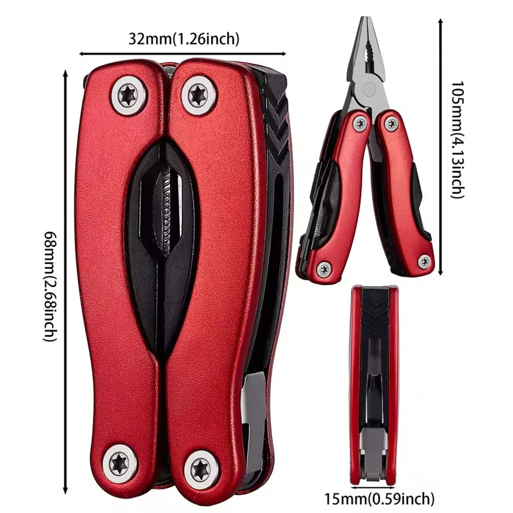 Folding Multi-Tool Pliers – Stainless Steel Camping Survival Kit Multi-Tool Pliers Richie's Red Small 4 inches